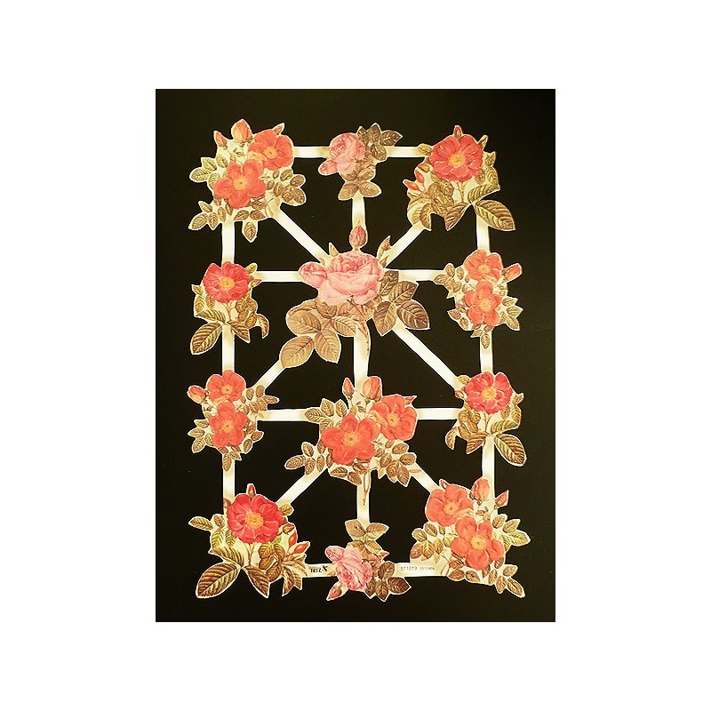 Lámina de cromos troquelados holandeses con brillo y relieve TBZ n. 33 - Rosas -