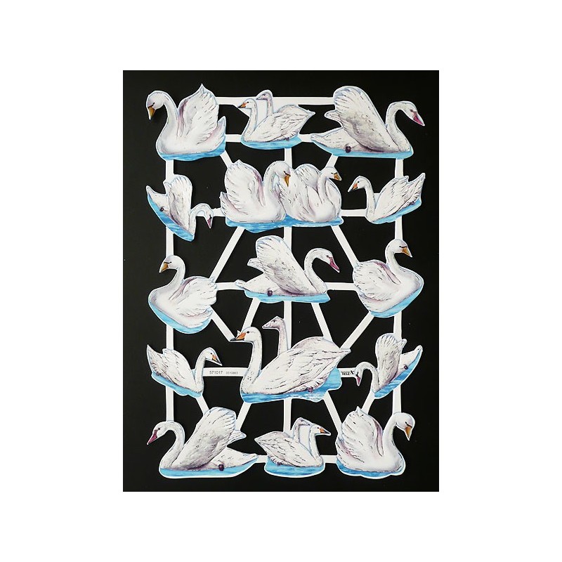 Lámina de cromos troquelados holandeses con brillo y relieve TBZ n. 38 - Cisnes -