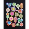 Lámina de cromos troquelados holandeses con brillo y purpurina n. 4  · FLORES Y PÁJAROS ·