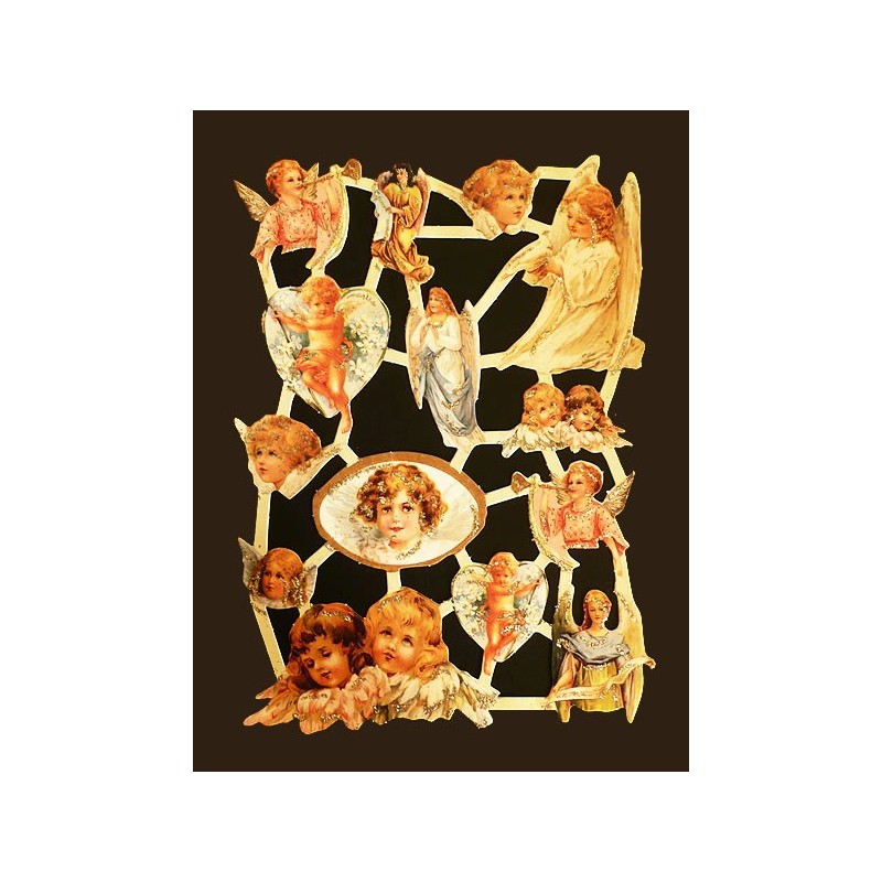 Lámina de cromos troquelados holandeses con brillo y purpurina n. 1  · ÁNGELES ·