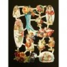 Lámina de cromos troquelados holandeses con brillo n. 1  · NIÑOS VICTORIANOS Y FLORES ·
