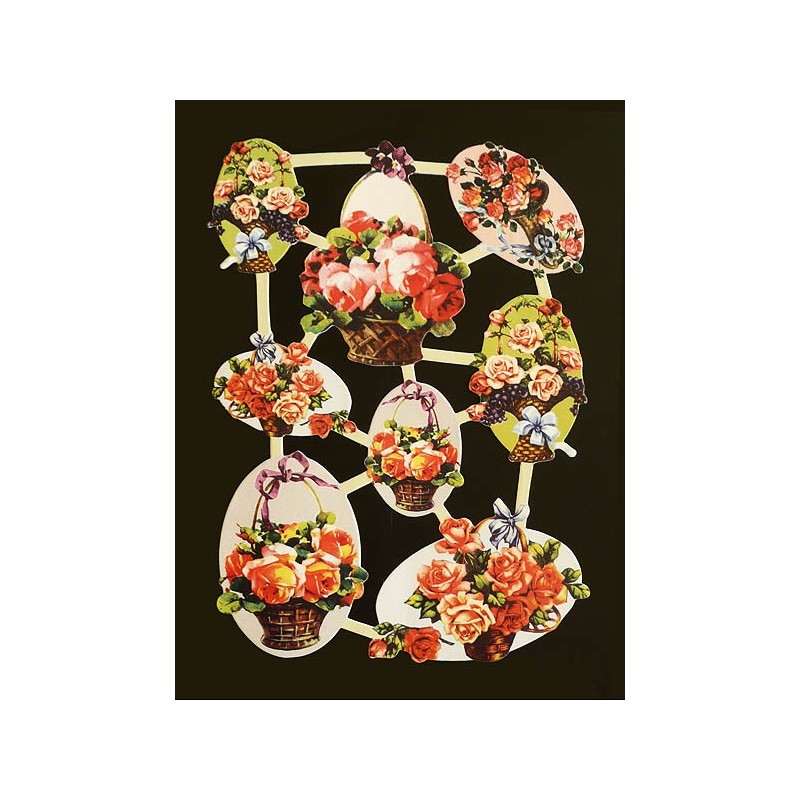 Lámina de cromos troquelados holandeses con brillo n. 2  · CESTAS CON FLORES ·