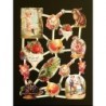 Lámina de cromos troquelados holandeses con brillo n. 3  · NIÑOS VICTORIANOS Y FLORES ·