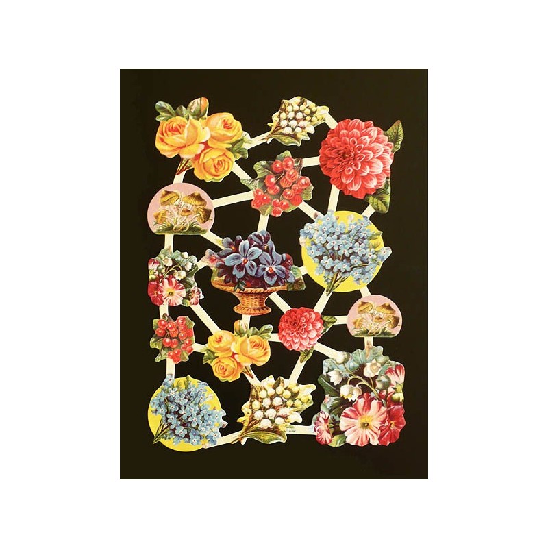Lámina de cromos troquelados holandeses con brillo n. 5  · FLORES Y SETAS ·