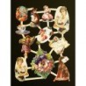 Lámina de cromos troquelados holandeses con brillo n. 6  · DAMA, ANIMALES Y FLORES ·
