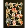 Lámina de cromos troquelados holandeses con brillo n. 8  · NIÑOS VICTORIANOS Y FLORES ·