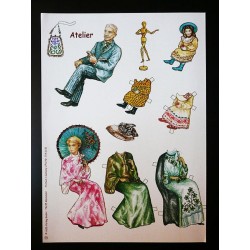 Precioso y raro lote de muñecas recortables con escenarios.
