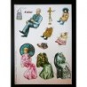 Precioso y raro lote de muñecas recortables con escenarios.