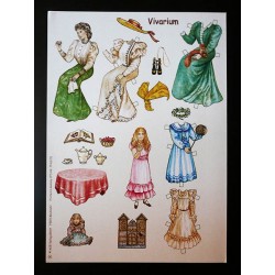 Precioso y raro lote de muñecas recortables con escenarios.