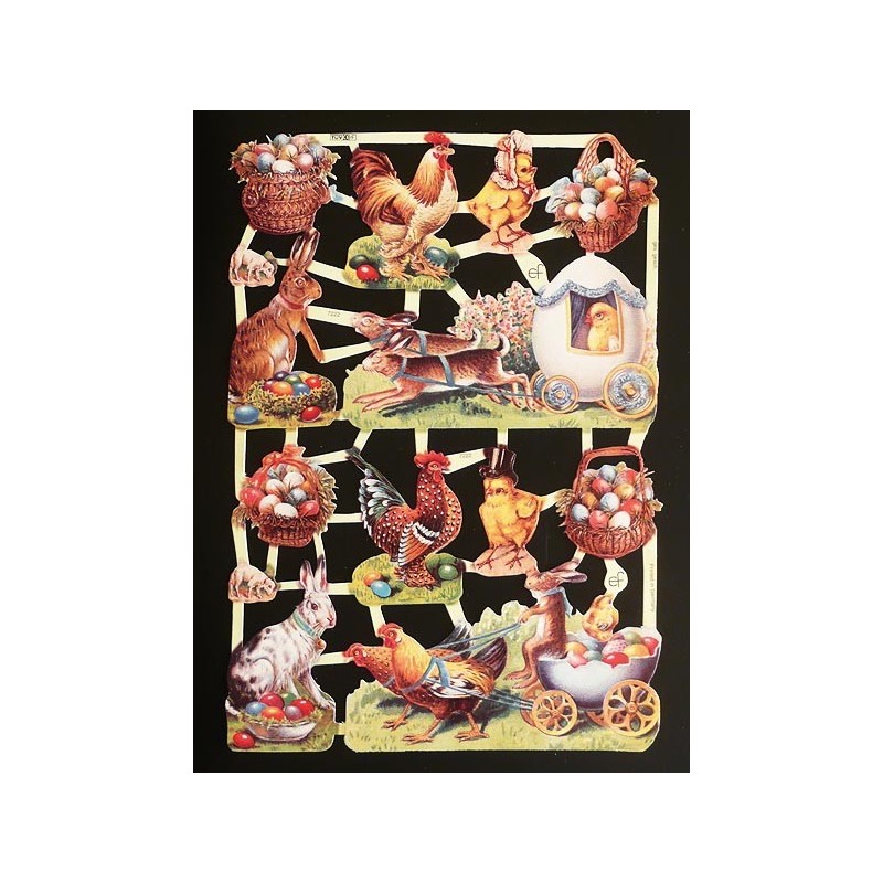 Lámina de cromos troquelados alemanes EF 7222 · Escenas de Pascua ·