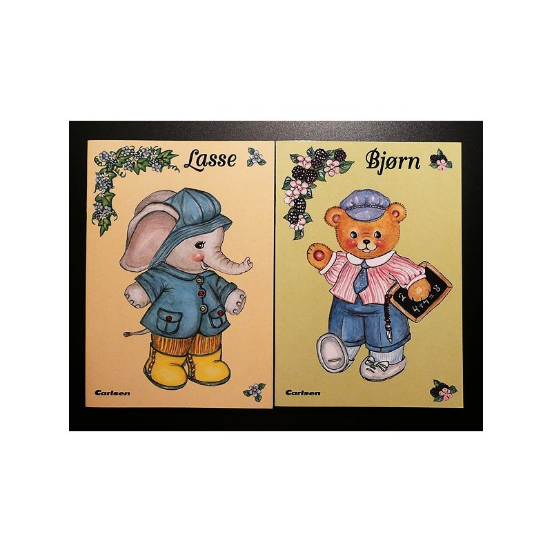2 Preciosos mini recortables de animales. Impresos en Dinamarca.