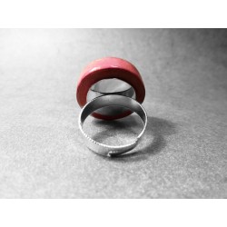 Anillo Artesano Ecológico con papel reciclado. Color Ocre y Rosa. 2 cm. Base adaptable plateada. Pieza única.