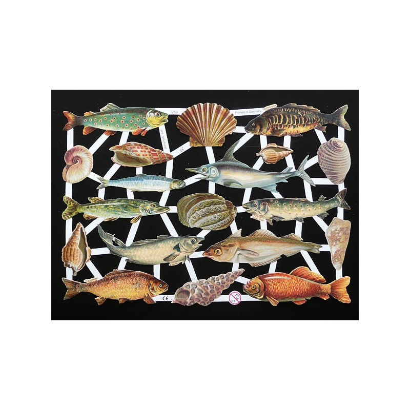 Lámina de cromos troquelados alemanes EF 7259 · Animale Marinos ·