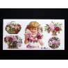 Lámina de cromos adhesivos troquelados · Niña con rosas ·