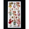 Lámina de cromos adhesivos troquelados · Niños Victorianos con flores·