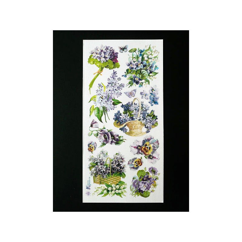 Lámina de cromos adhesivos troquelados · Decoración floral ·