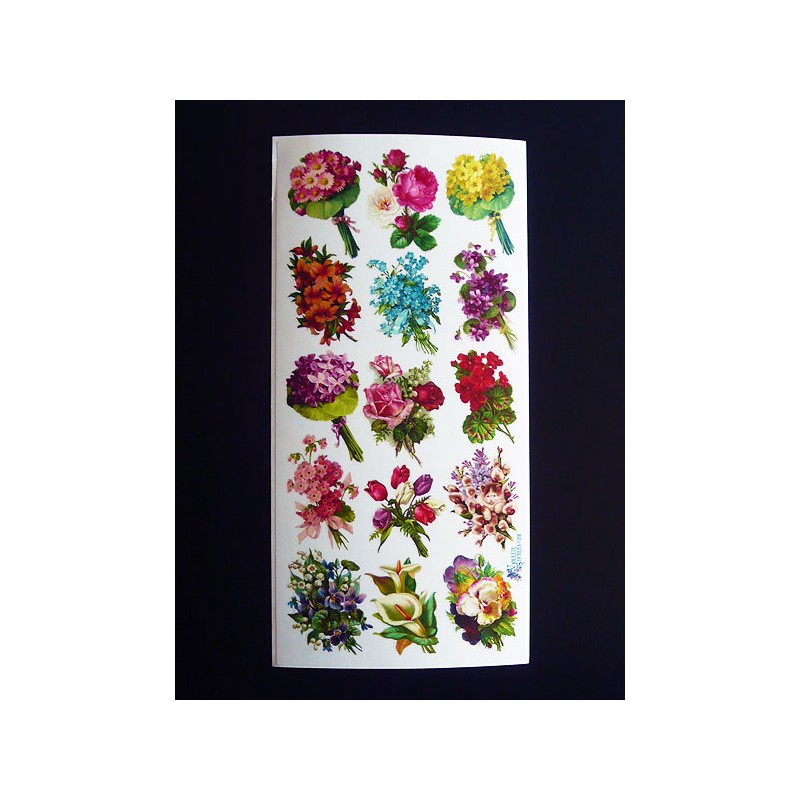 Lámina de cromos adhesivos troquelados · Flores ·