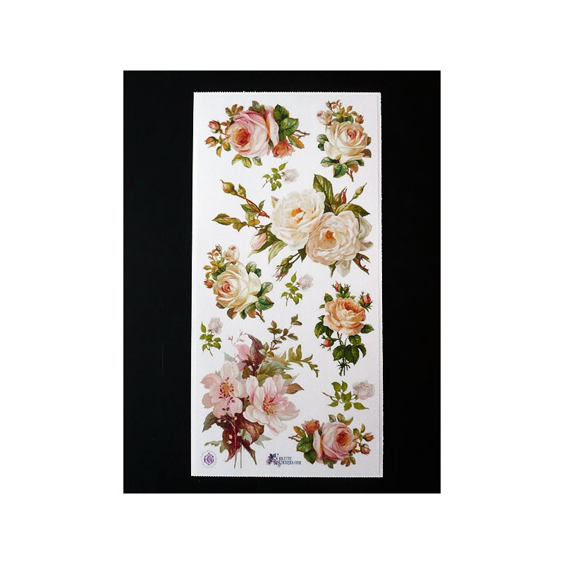 Lámina de cromos adhesivos troquelados · Rosas ·