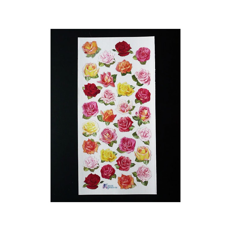 Lámina de cromos adhesivos troquelados · Rosas ·