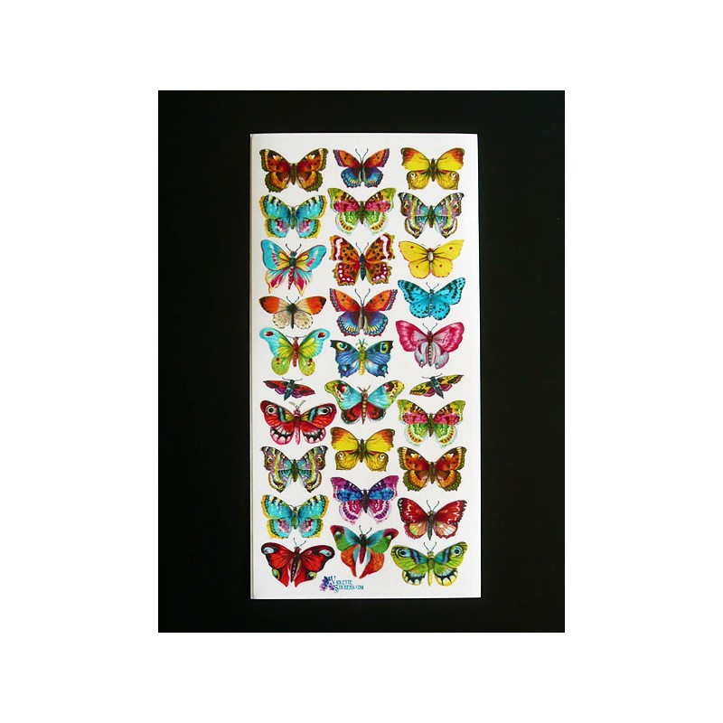 Lámina de cromos adhesivos troquelados · Mariposas ·