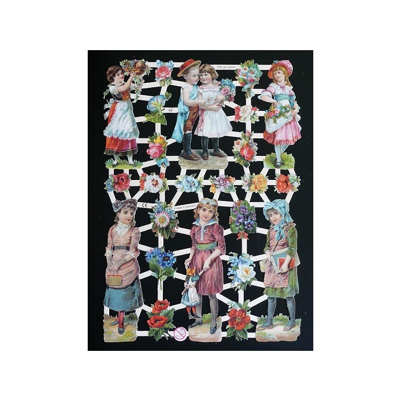 Lámina de cromos troquelados alemanes EF 7282 · Niños Victorianos ·