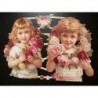 Lámina de cromos troquelados alemanes EF 7290 · Niñas Victorianas con Rosas ·