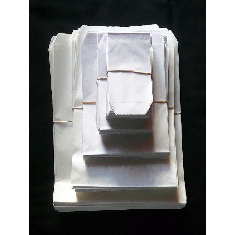 21 x 29 cm. 10 Bolsas de papel blancas de celulosa. Mil usos.