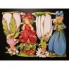 Lámina de cromos troquelados alemanes EF 7309 · Niñas con Vestidos Flor ·