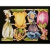Lámina de cromos troquelados alemanes EF 7310 · Niñas con Vestidos Flor ·