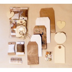 Kit de material para envolver regalos o detalles, manualidades o Scrapbooking.