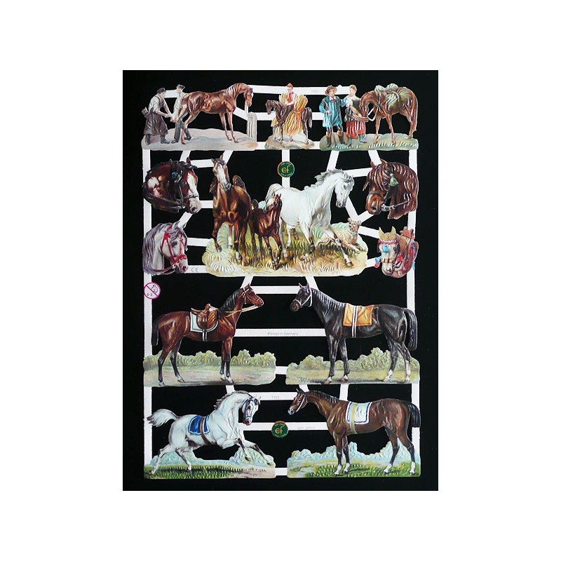 Lámina de cromos troquelados alemanes EF 7322 · Caballos ·