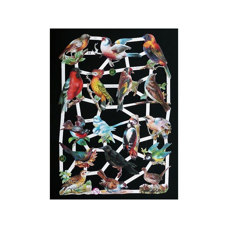 Lámina de cromos troquelados alemanes EF 7323 · Aves Exóticas ·