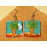 Par de PENDIENTES con CROMOS troquelados ORIGINALES. Mod. ARBOLES.