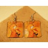 Par de PENDIENTES con CROMOS troquelados ORIGINALES. Mod. GALLINA CAPONATA.
