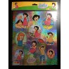 6 láminas de cromos adhesivos de los dibujos animados de Heidi.