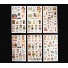 Set de 6 preciosas láminas adhesivas retro con muñecas paper dolls y juguetes.