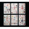 Set de 6 preciosas láminas adhesivas retro con muñecas paper dolls y juguetes.