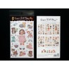 Set de 6 preciosas láminas adhesivas retro con muñecas paper dolls y juguetes.