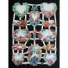 Lámina de cromos troquelados alemanes EF 7354 · Corazones, Palomas y Flores ·