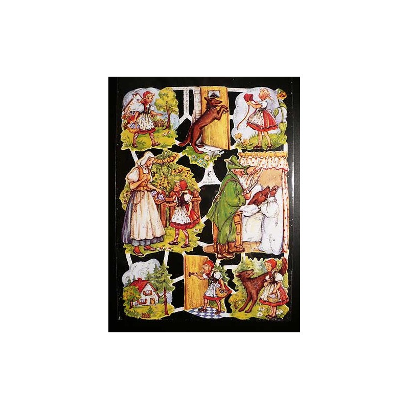 Lámina de cromos troquelados alemanes EF 7019 · Caperucita Roja I · Purpurina – Brillantina !