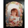 Lámina de cromos troquelados alemanes EF 7060 · Niña Victoriana · Purpurina – Brillantina !