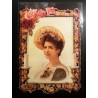 Lámina de cromos troquelados alemanes EF 7074 · Dama con Flores · Purpurina – Brillantina !