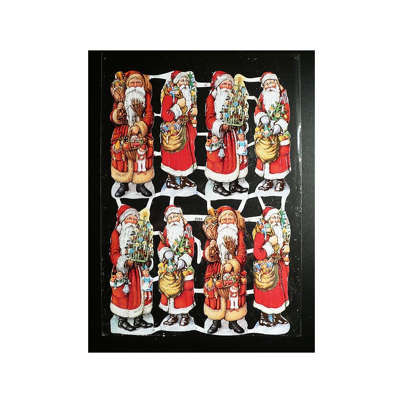 Lámina de cromos troquelados alemanes EF 7084 · Papá Noel · Purpurina – Brillantina !