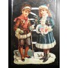 Lámina de cromos troquelados alemanes EF 7106 · Pareja en Invierno · Purpurina – Brillantina !