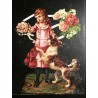 Lámina de cromos troquelados alemanes EF 7109 · Niña con Perro · Purpurina – Brillantina !