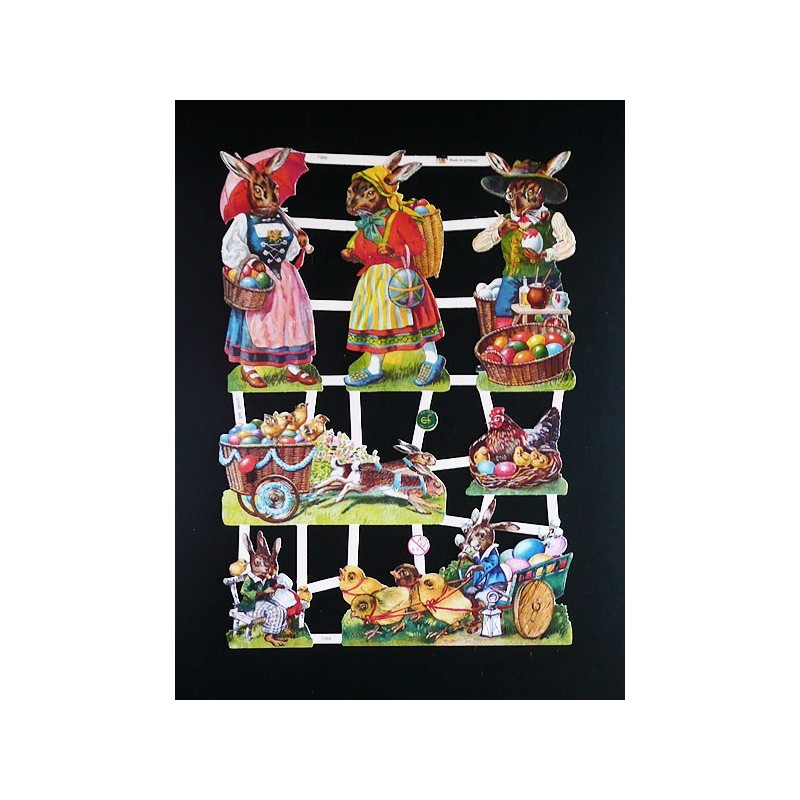 Lámina de cromos troquelados alemanes EF 7389 · Escenas de Pascua ·