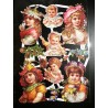 Lámina de cromos troquelados alemanes EF 7184 · Niñas Victorianas · Purpurina – Brillantina !