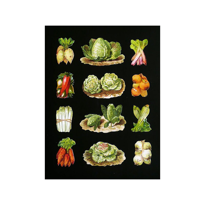 Cromos troquelados sueltos en papel grueso. EF TD ST 7383 · Hortalizas y verduras ·