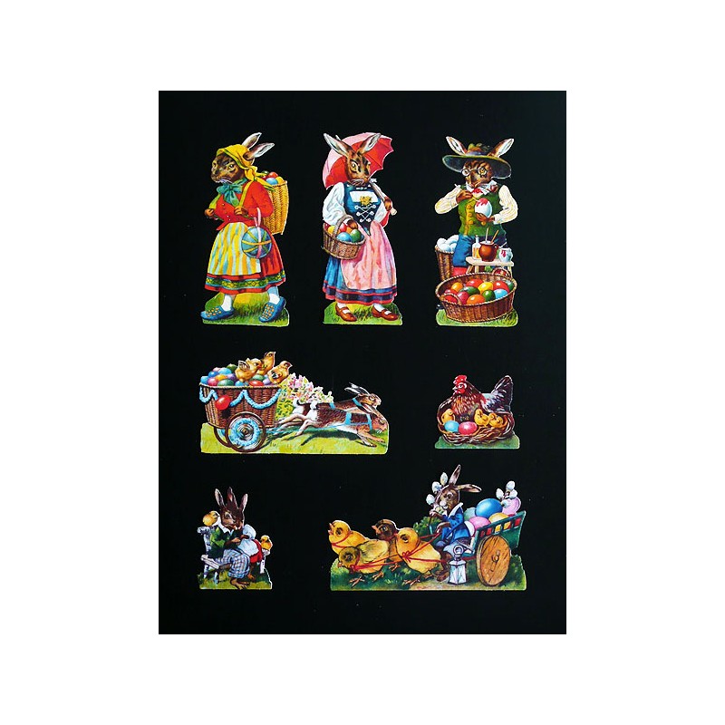 Cromos troquelados sueltos en papel grueso. EF TD ST 7389 · Escenas de Pascua ·