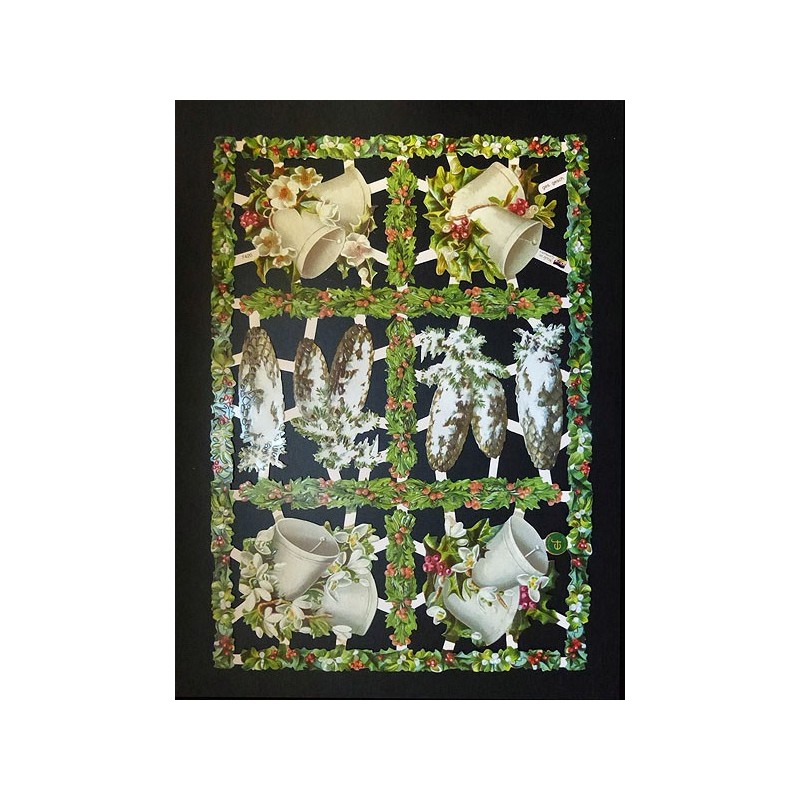 Lámina de cromos troquelados alemanes EF 7420 · Adornos Navidad ·